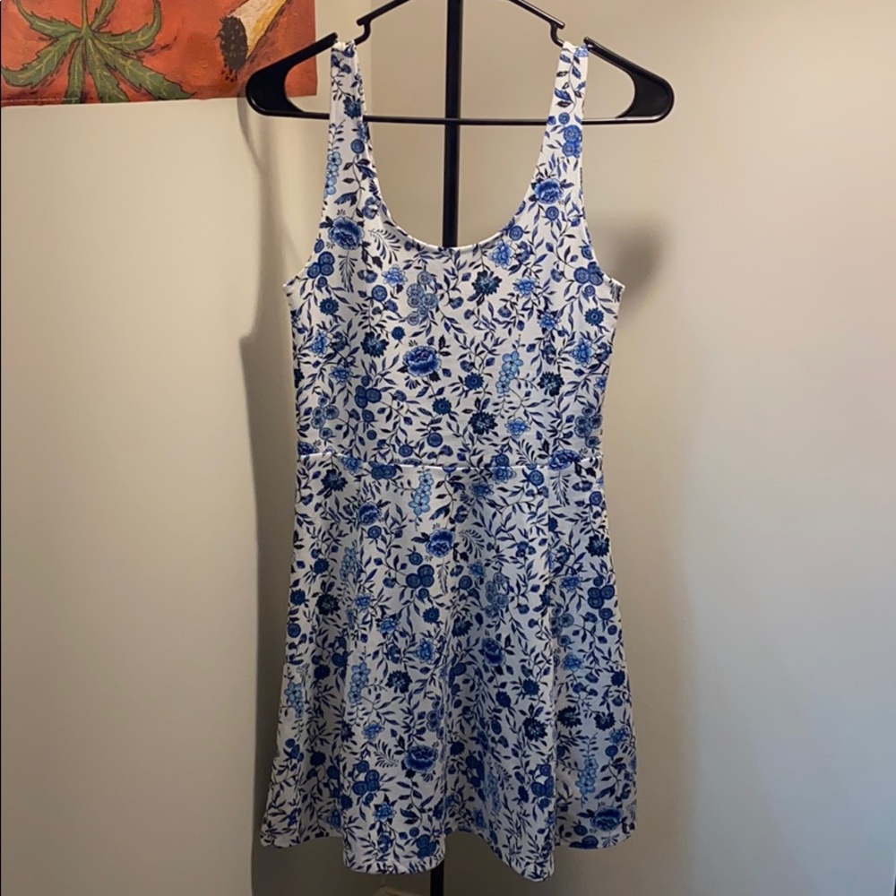 Blue Paisley Floral Skater Style Dress